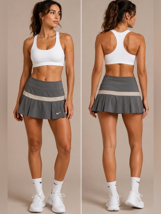 Nike Pants - NIKE Victory Dri-Fit Gray with Light Gray Stripe Pleated Athletic Skort